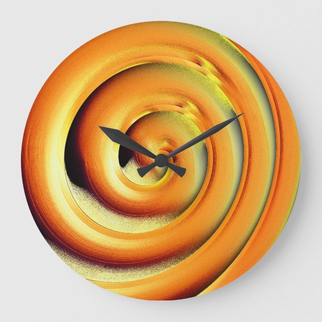 Riesenorange-Spirale in schwarz Große Wanduhr (Vorderseite)