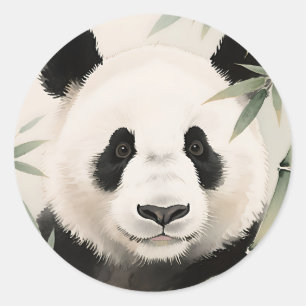 Riesenpanda-Bambus-Porträt Runder Aufkleber