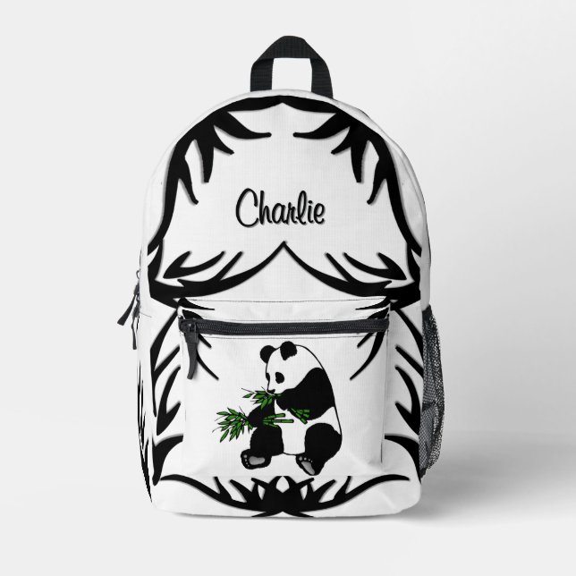 Riesenpanda frisst Bambus Name   Bedruckter Rucksack (Vorderseite)