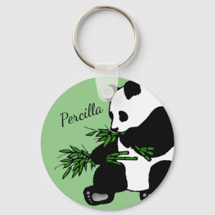 Riesenpanda frisst Bambus Name Schlüsselanhänger
