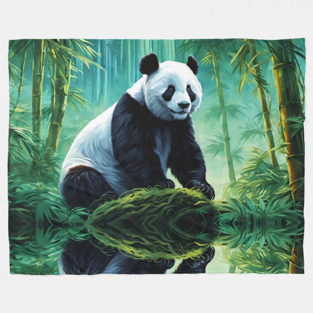 Riesenpanda im Bambuswald Fleecedecke (Vorderseite (Horizontal))