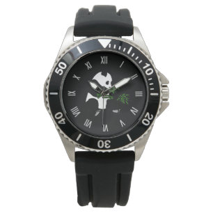 Riesenpanda isst Bambusschwarz Armbanduhr
