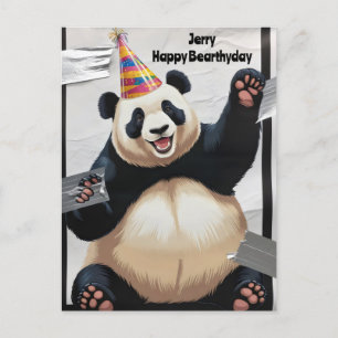 Riesenpanda mit Geburtshut Postkarte
