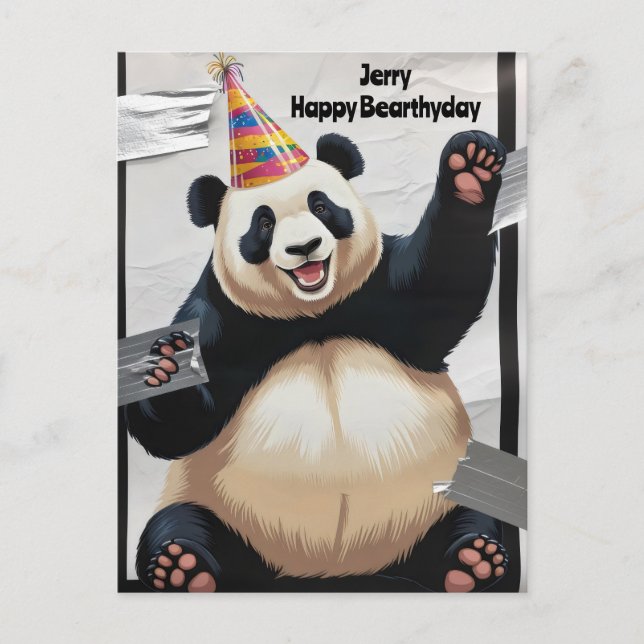 Riesenpanda mit Geburtshut Postkarte (Vorderseite)