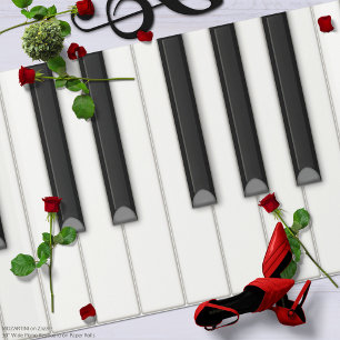 Riesenpiano-Tastatur-Papierrolle (weißer Hintergru Geschenkpapier