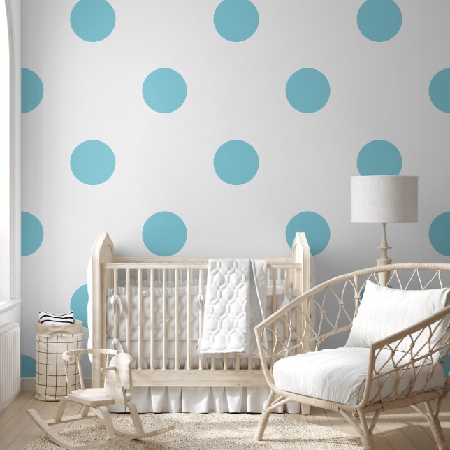 Riesenpolka Dot Pattern Aqua Blue Pastellfarbe Tapete (Kinder)