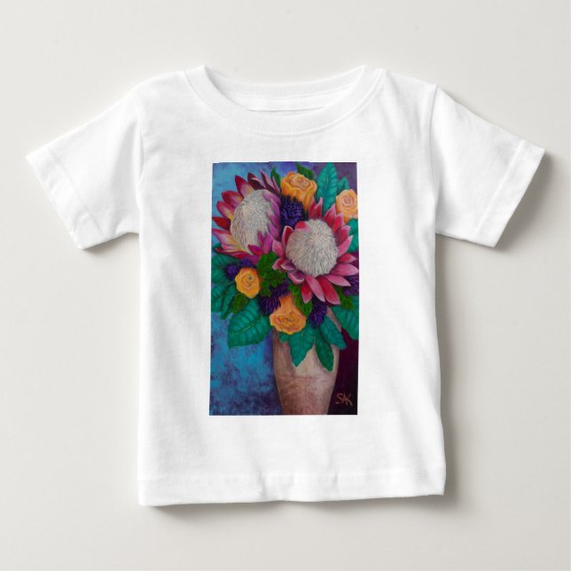 Riesenproteas und orangefarbene Rose Baby T-shirt (Vorderseite)
