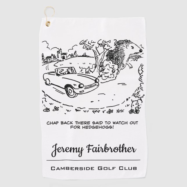 Riesenrad Igel und Sportwagen Sonniger Cartoon Golfhandtuch (Vorderseite)
