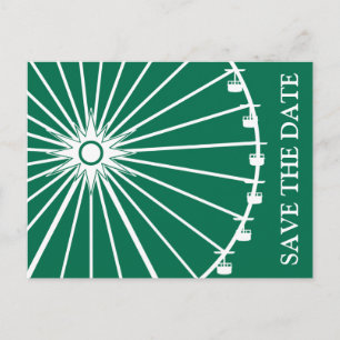 Riesenrad Save the Date Postkarten (grün)