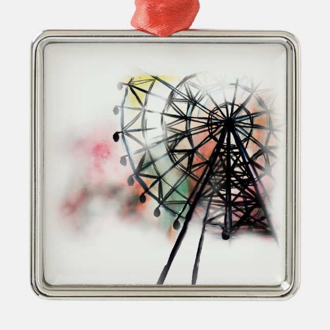 Riesenrad Silbernes Ornament (Vorne)