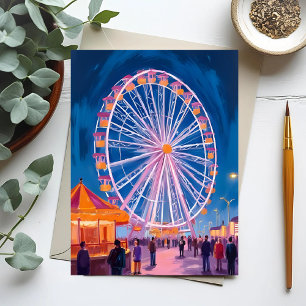 Riesenrad   Wasserfarbenbild Strandpromenade Karne Postkarte
