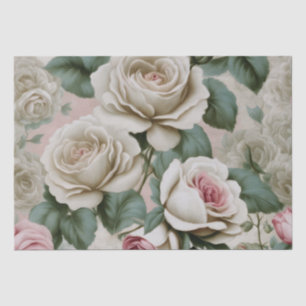 Riesenrosa und Weiße Rosen Seidenpapier