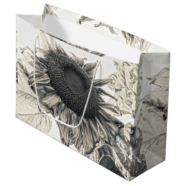Riesenschirme Vintag Sepia Design Kunst Große Geschenktüte (Vorderseite Schrägansicht)