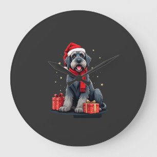 Riesenschnauzer Hund Weihnachtsfeiern Urlaub Sant Große Wanduhr