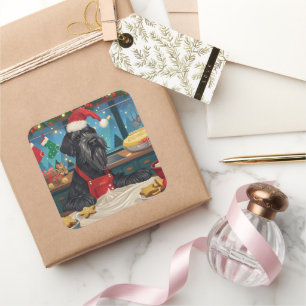 Riesenschnauzer Urlaubbuchen: Weihnachten Quadratischer Aufkleber