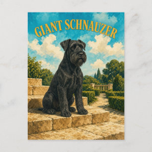 Riesenschnauzer, Vintage-Wasserfarben-Hundekunst Postkarte