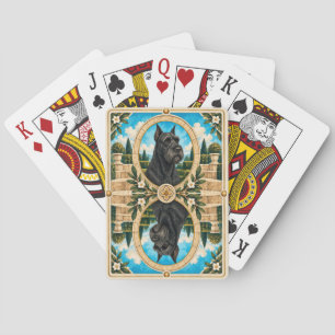 Riesenschnauzer, Vintage-Wasserfarben-Hundekunst Spielkarten