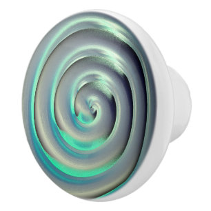 Riesensilber und Aquamarine-Spirale über schwarz Keramikknauf