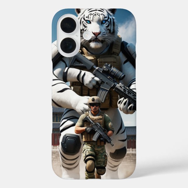 Riesenspezialist humanoid-weißer Tiger Case-Mate iPhone Hülle (Rückseite)