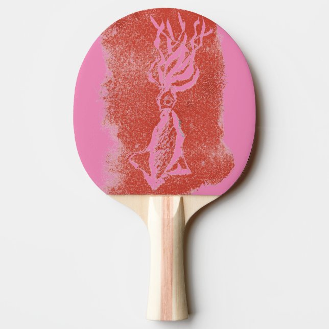 "RiesenTintenfisch auf rosa" Ping Pong Paddle Tischtennis Schläger (Rückseite)