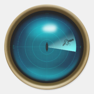 RiesenTintenfisch auf Schiff Sonar Steampunk Nauti Runder Aufkleber