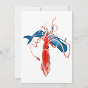 RiesenTintenfisch gegen Whale Feiertagskarte