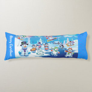 Riesenweihkissen Winterwunderland Schneemänner Seitenschläferkissen