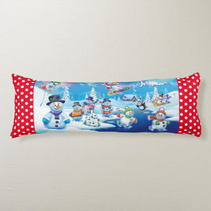 Riesenweihkissen Winterwunderland Schneemänner Seitenschläferkissen