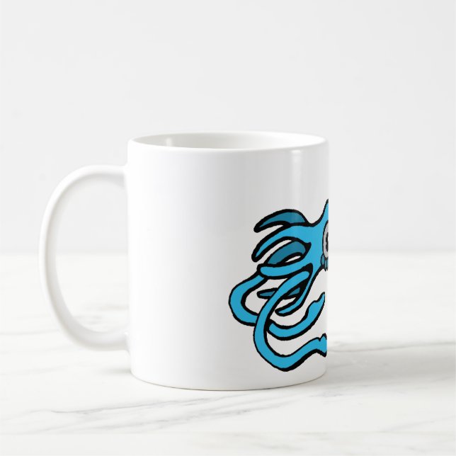Riesige blaue Tintenfisch-Tasse Kaffeetasse (Links)