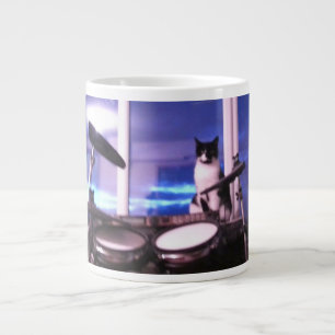 Riesige Blues-Schlagzeuger-Katzen-Tasse Jumbo-Tasse