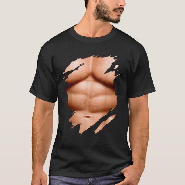 Riesige Brustkorb Sixpack Abs Muscles Bodybuilder  T-Shirt (Vorderseite)