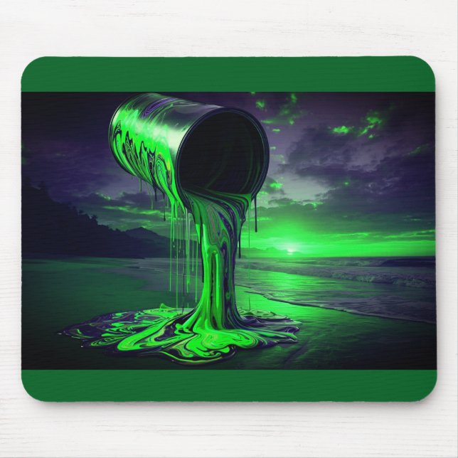 Riesige Farbdose schüttet Farbe auf Sunset Beach  Mousepad (Vorne)