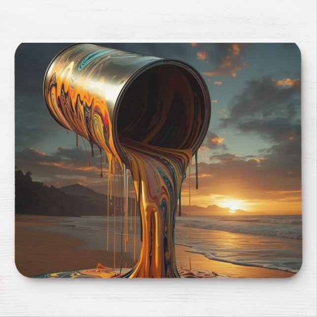Riesige Farbdose schüttet Farbe auf Sunset Beach Mousepad (Vorne)
