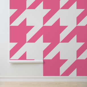 Riesige französische rosa und weiße Houndstooth  Tapete
