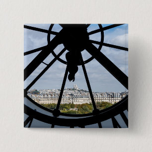 Riesige Glasuhr im Musée d'Orsay - Paris Button