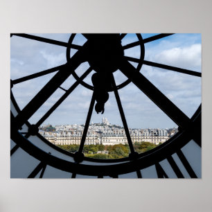 Riesige Glasuhr im Musée d'Orsay - Paris Poster
