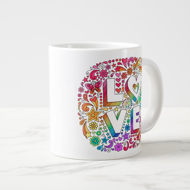 RIESIGE Groovy psychedelische LIEBE kritzelt Tasse (Vorderseite Rechts)