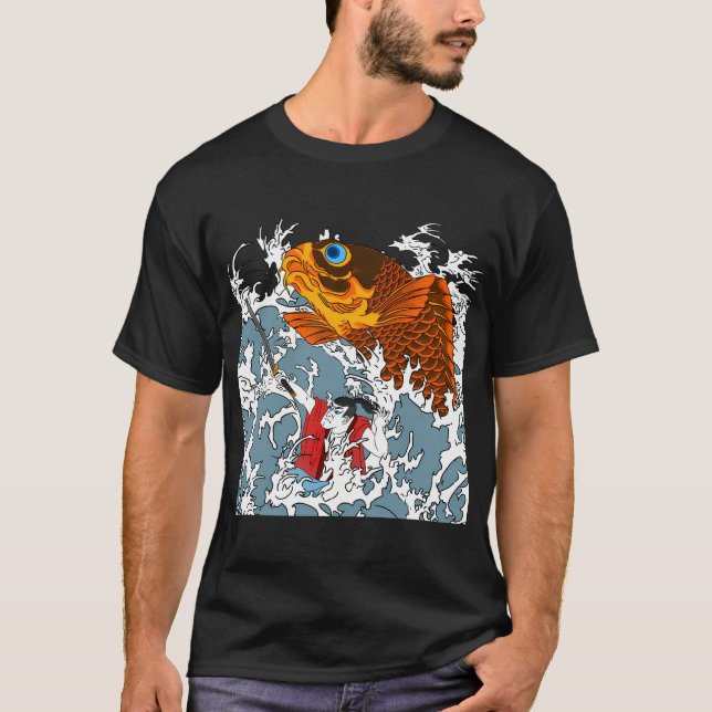 Riesige Koi und Samurai T-Shirt (Vorderseite)