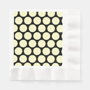 Riesige Lemon Gelbe Polka Punkte auf schwarzen Serviette