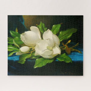 Riesige Magnolien auf einem blauen Samttuch (Heade Puzzle