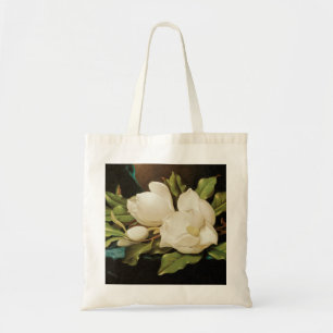 Riesige Magnolien auf einem blauen Samttuch von MJ Tragetasche