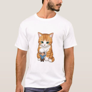 Riesige orange getigerte Katze streichelt sanft wi T-Shirt