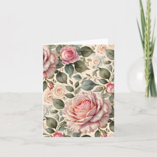 Riesige rosa Rose und Knospen Botanisch Karte