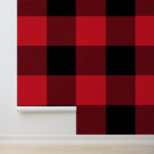 Riesige Rot- und Schwarzbüffel-Kariert Tapete