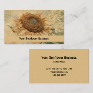 Riesige Sonnenblume Gelb Alte Vintage-Decoupage-Ku Visitenkarte