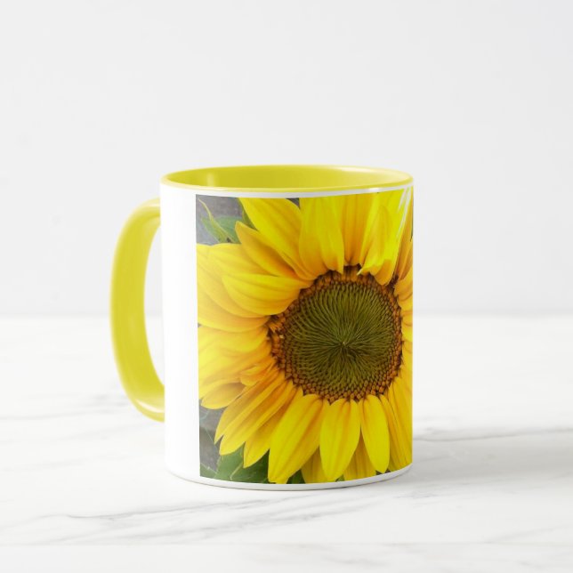 Riesige Sonnenblume-Tasse mit gelbem Innenraum Tasse (Vorderseite Links)