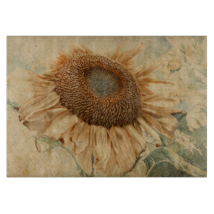 Riesige Sonnenblumen Gelb Alt Rustikale Kunst Schneidebrett