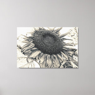 Riesige Sonnenblumen Vintage-Sepia-Decoupage-Kunst Leinwanddruck