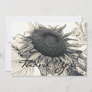Riesige Sonnenblumen Vintage Sepia Floral Kunst Dankeskarte