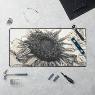 Riesige Sonnenblumen Vintage Sepia Kunst Schreibtischunterlage